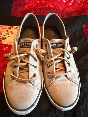 Sperry Taupe Canvas Lace-Up Sneakers
